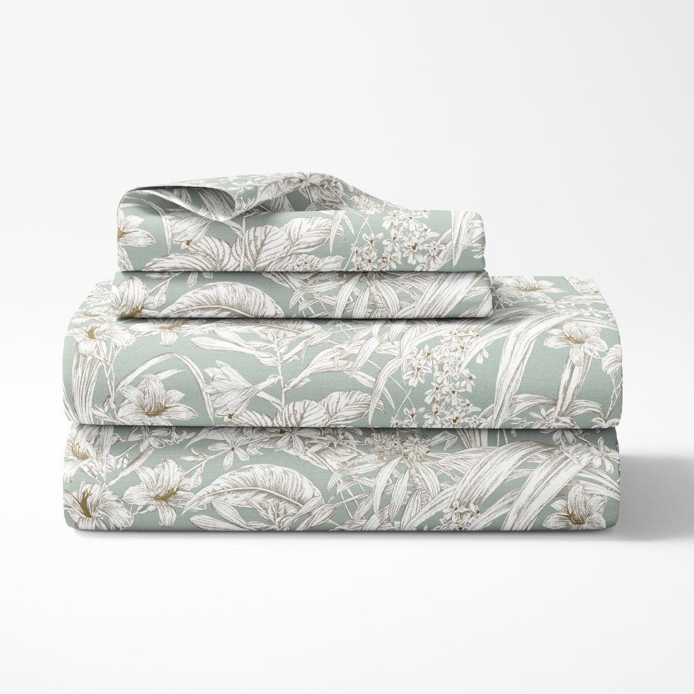 Emerald Jungle 100% Cotton King Fitted Bedsheet, 144 TC