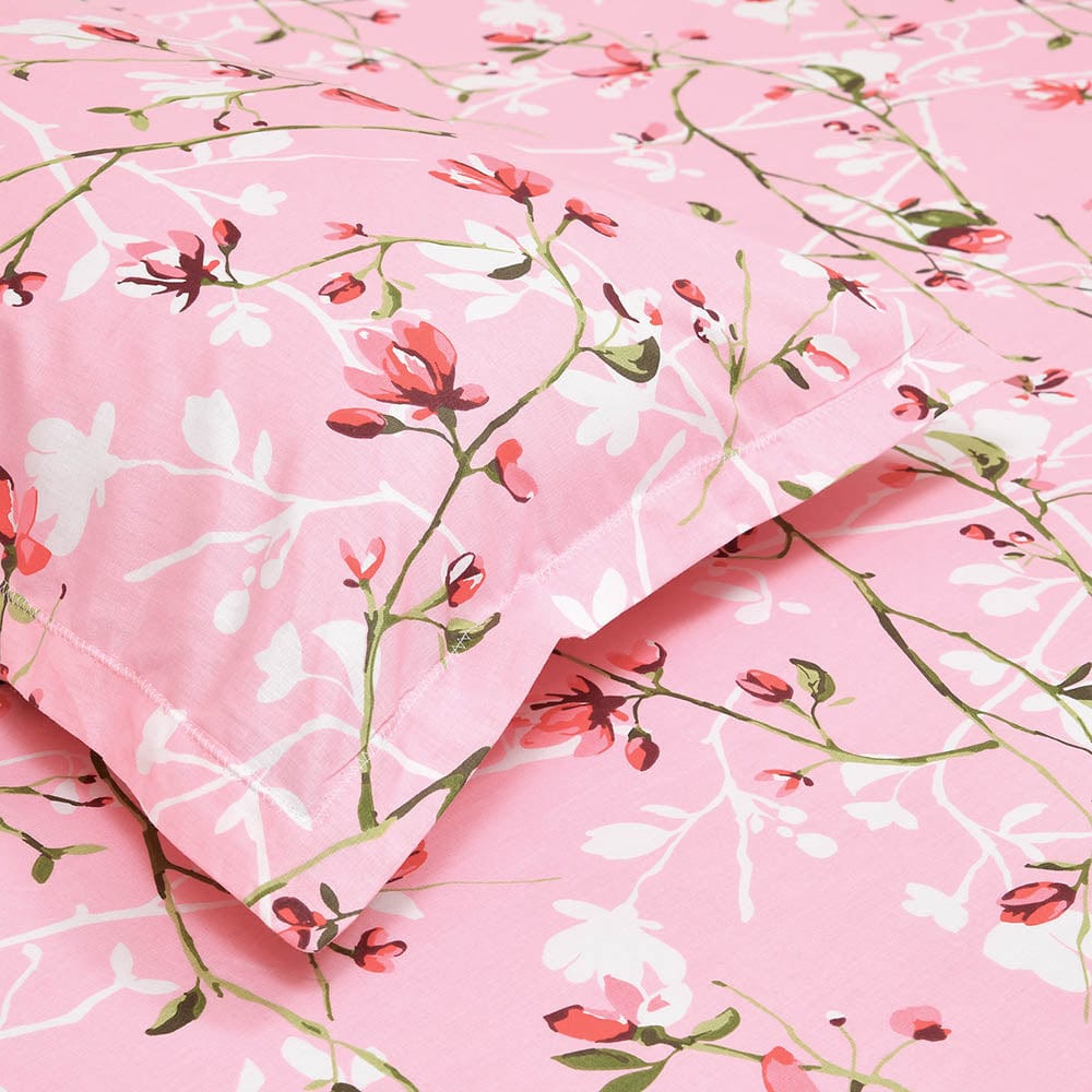Summer Vintage Romance, 100% Cotton Double Bedsheet, 186 TC, Pink