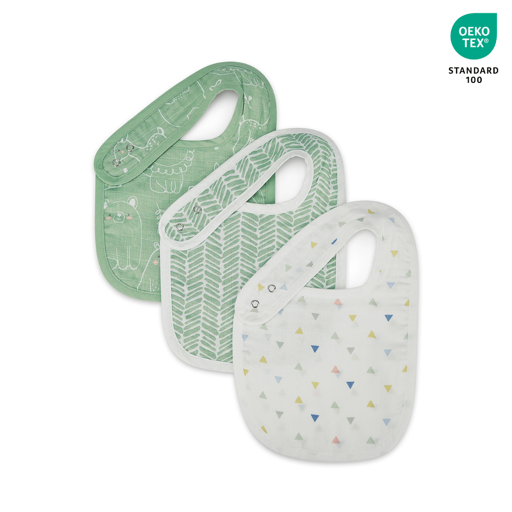 Cottage Core 100% Cotton Bibs Pack of 3 | 0 - 12 Months - Baby Essentials | haus & kinder
