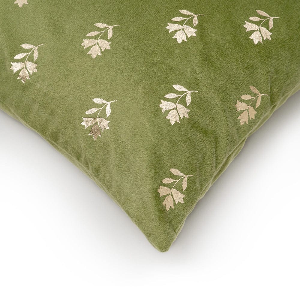 Gold Foil Printed Cotton Velvet Cushion Covers, set of 2 , Festive Flair