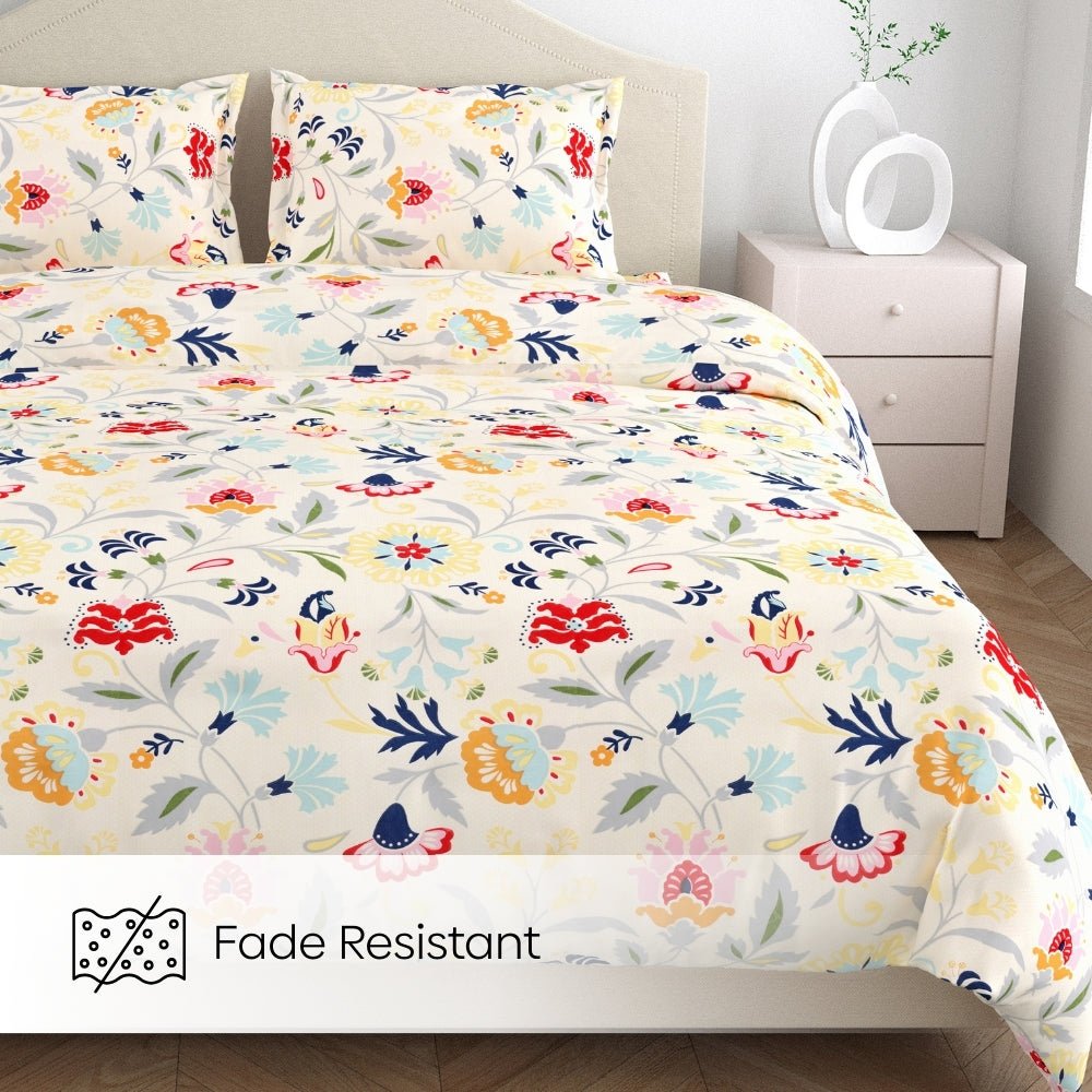 Moments Double Bed Sheet and Bath Towel Gift Set Of 4, Blue - bedsheet set | haus & kinder