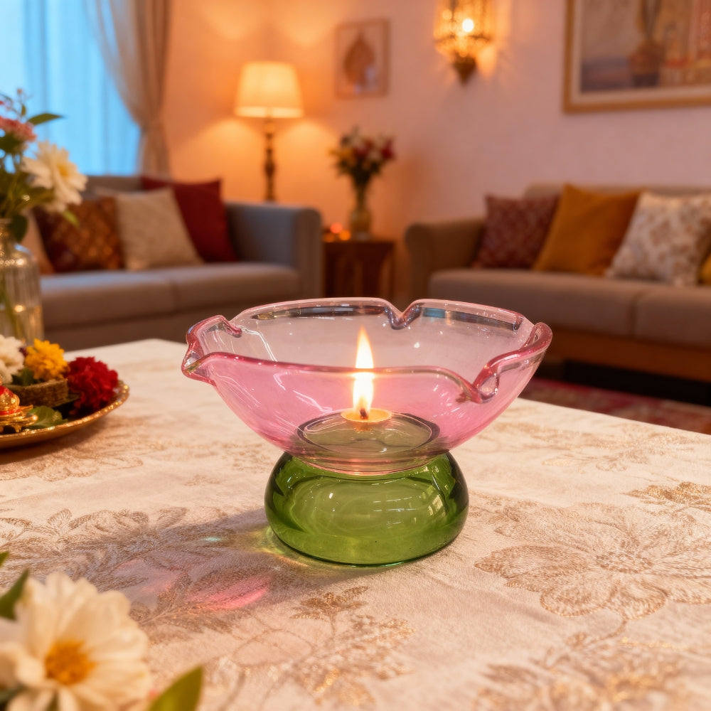 Grace Twin Glass Diya, Quards & Jazde