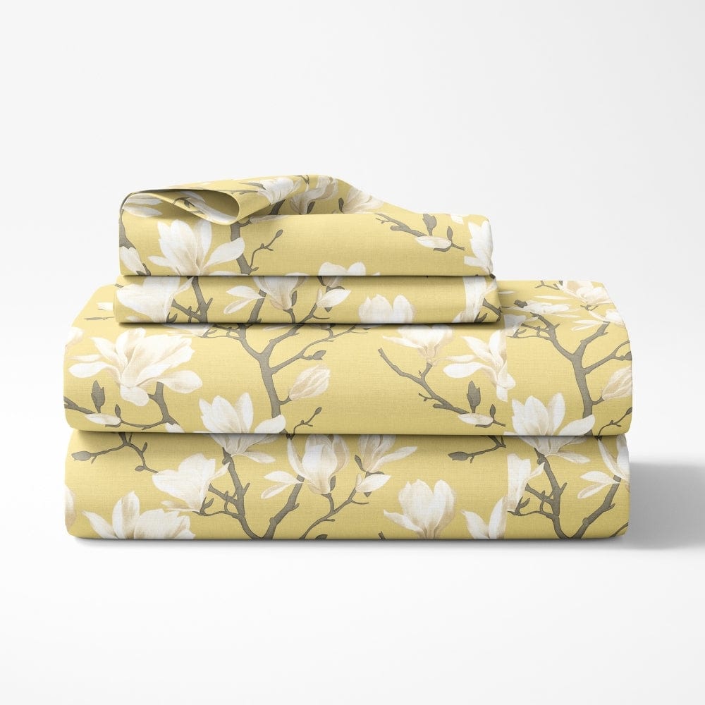 Golden Bloom Trellis 100% Cotton King Fitted Bedsheet, 144 TC