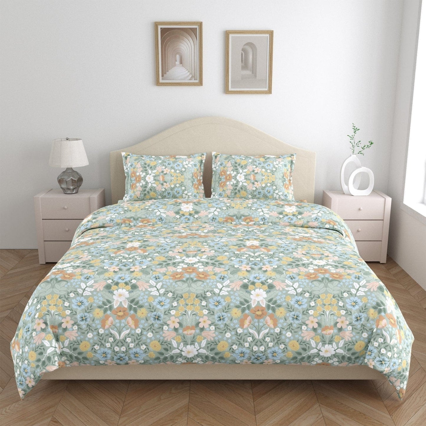 Haus of Bloom 100% Cotton Double Size Bedsheet, 144 TC
