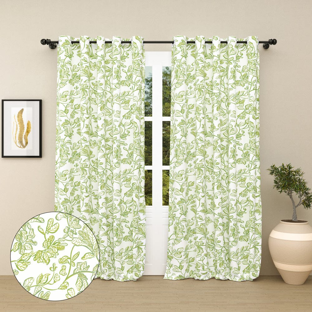 Leafy Canopy Green Curtain Set