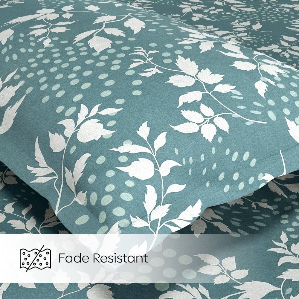 Green foliage 100% Cotton King Fitted Bedsheet, 144 TC - King Size | haus & kinder