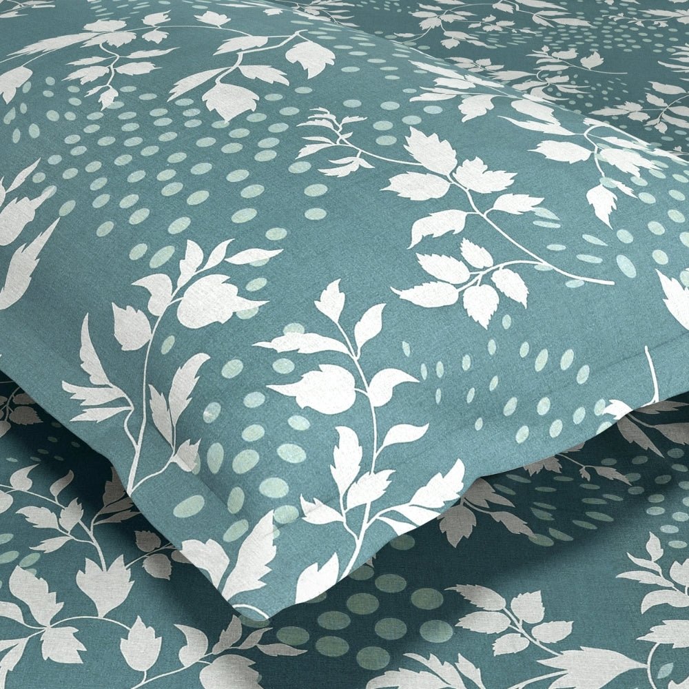 Green foliage 100% Cotton King Fitted Bedsheet, 144 TC - King Size | haus & kinder