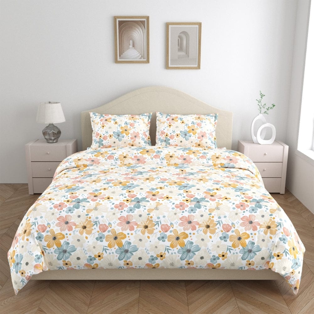 Hawaiian Petals 100% Cotton Double Size Bedsheet, 144 TC