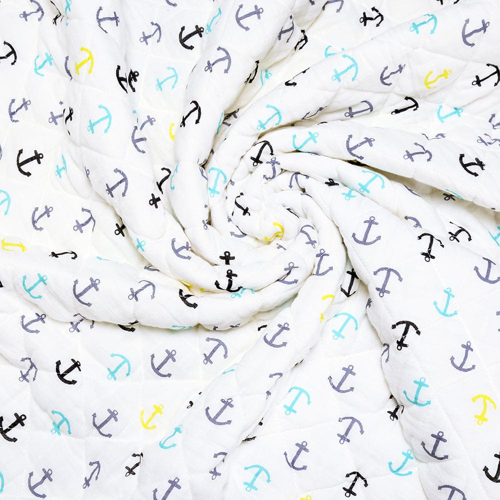 Nautical 100% Cotton Muslin Reversible Quilt for New Born Baby