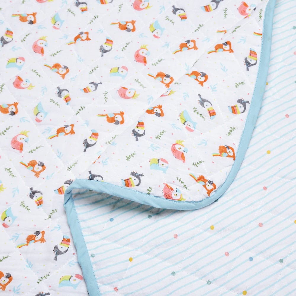 Peekaboo 100% Cotton Muslin Reversible Quilt for New Born Baby