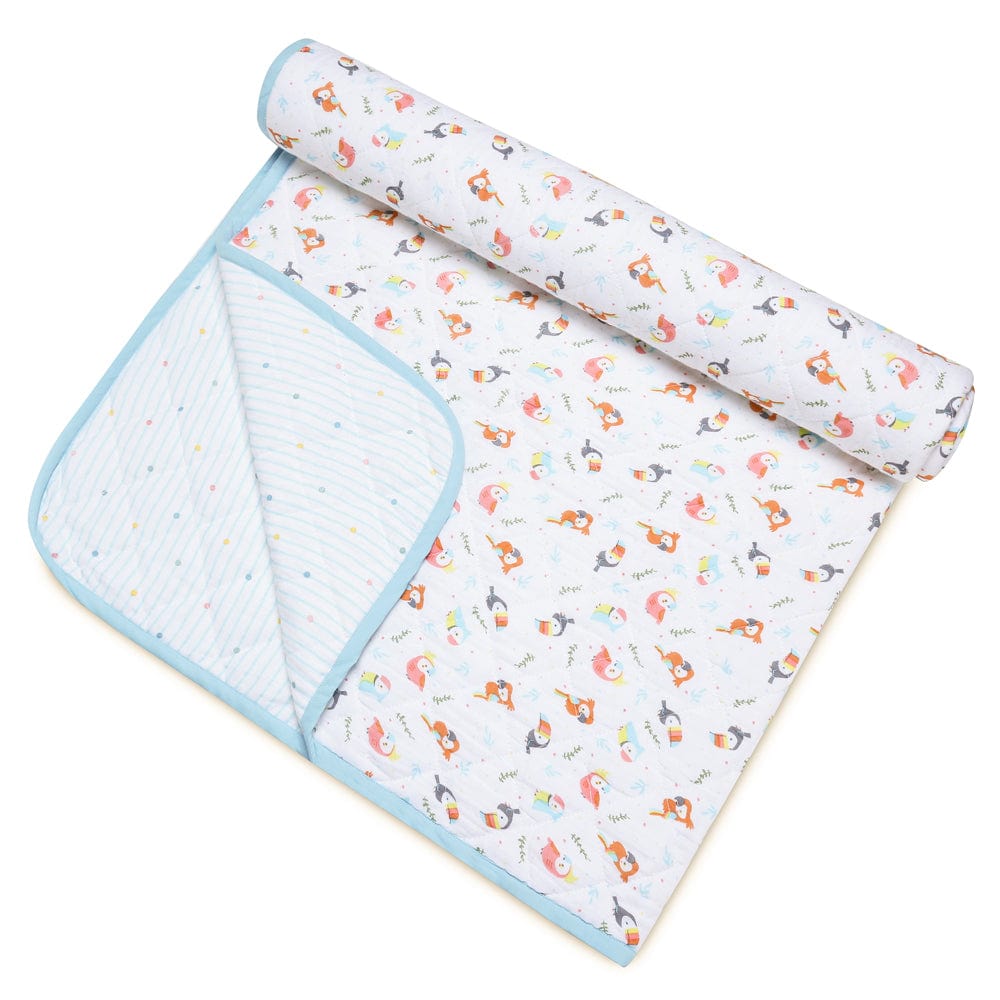 Peekaboo 100% Cotton Muslin Reversible Quilt for New Born Baby