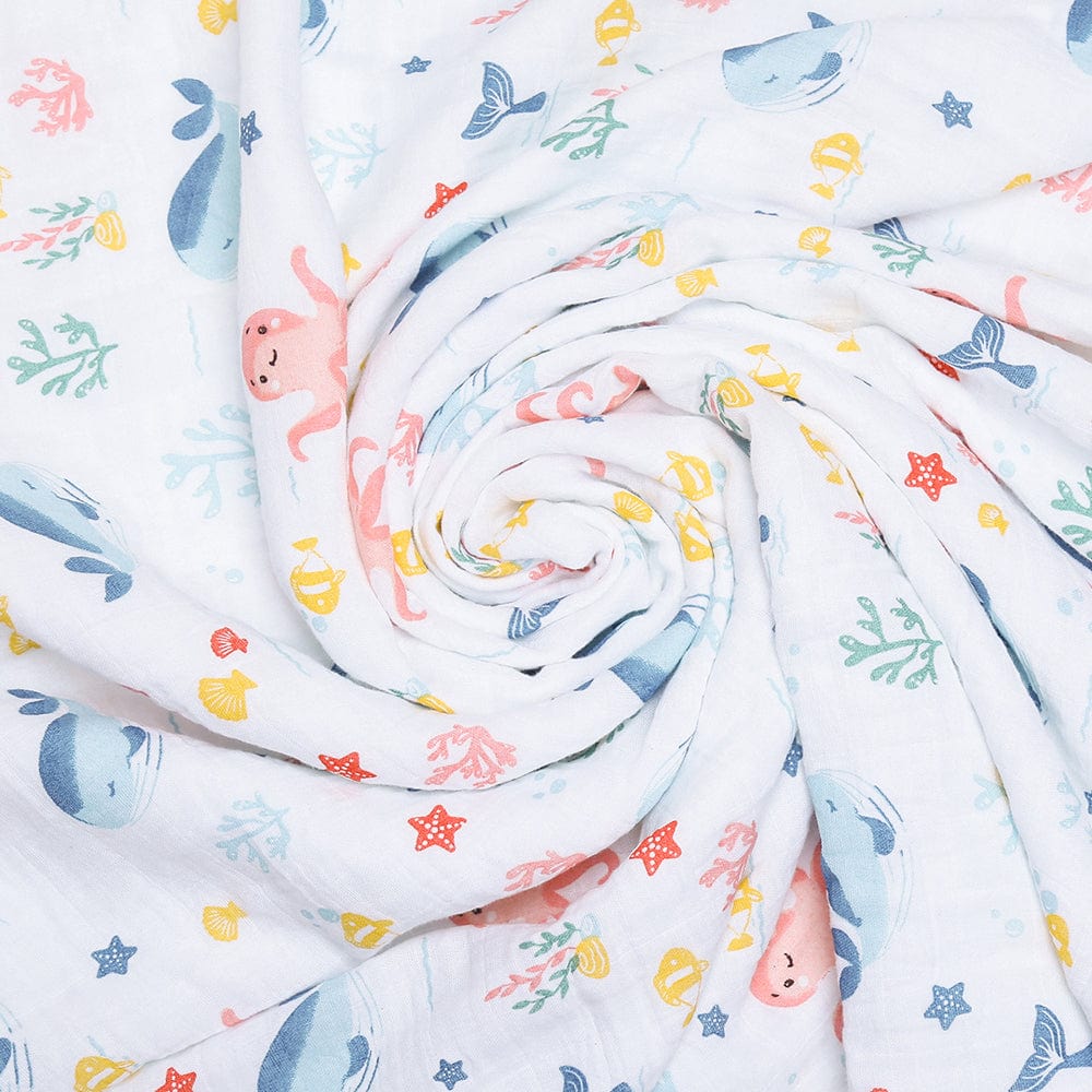 Vitamin Sea 100% Cotton Muslin Reversible Blanket for New Born Baby