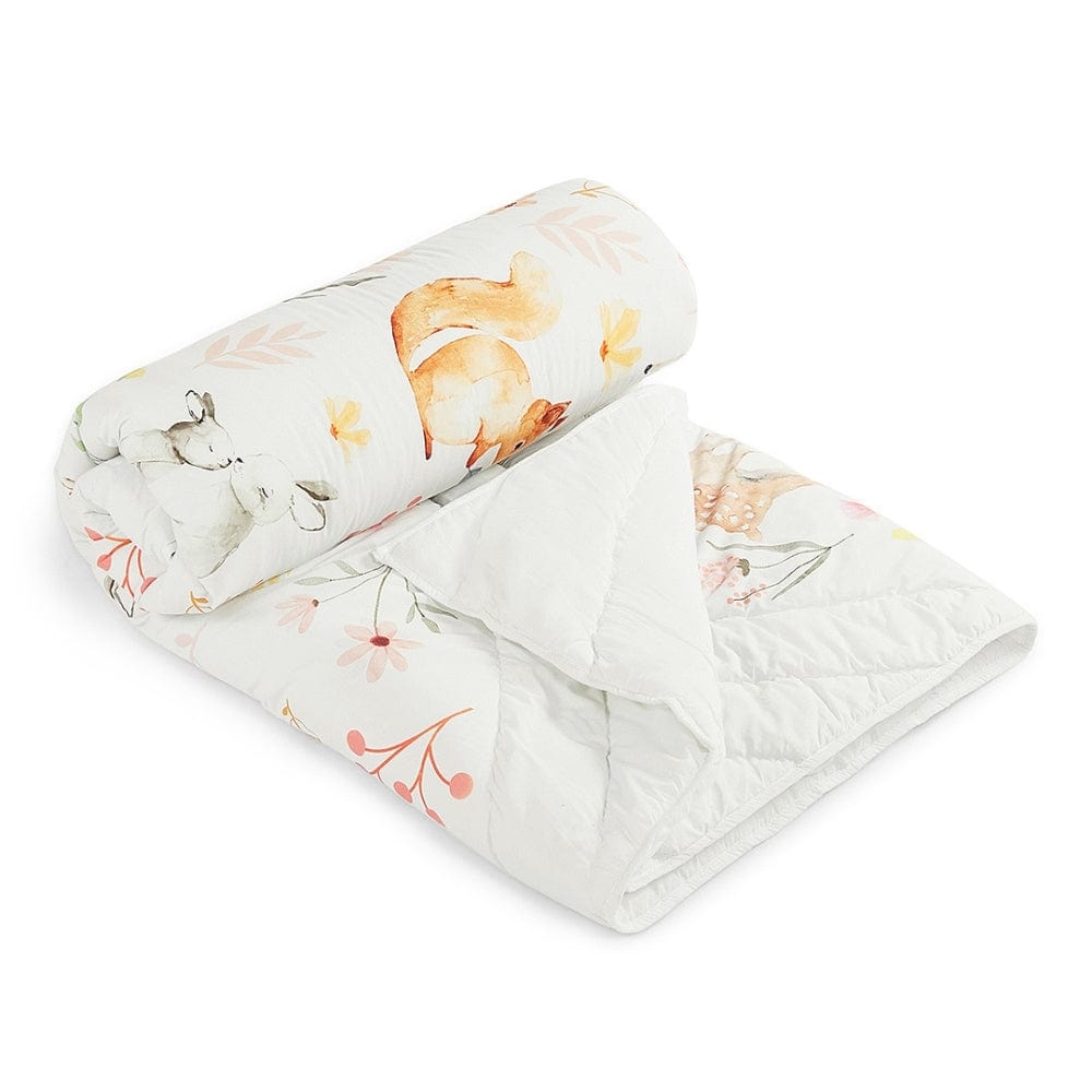 Whimsical Woodland Kids Quilt, Beige