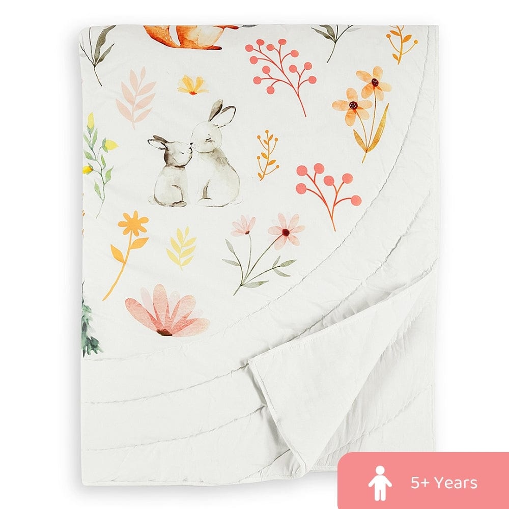 Whimsical Woodland Kids Quilt, Beige
