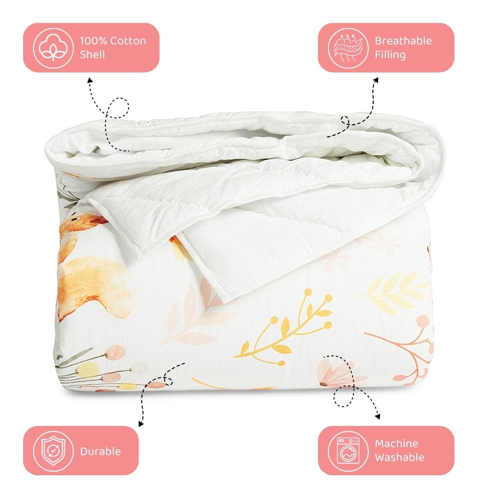 Whimsical Woodland Kids Quilt, Beige