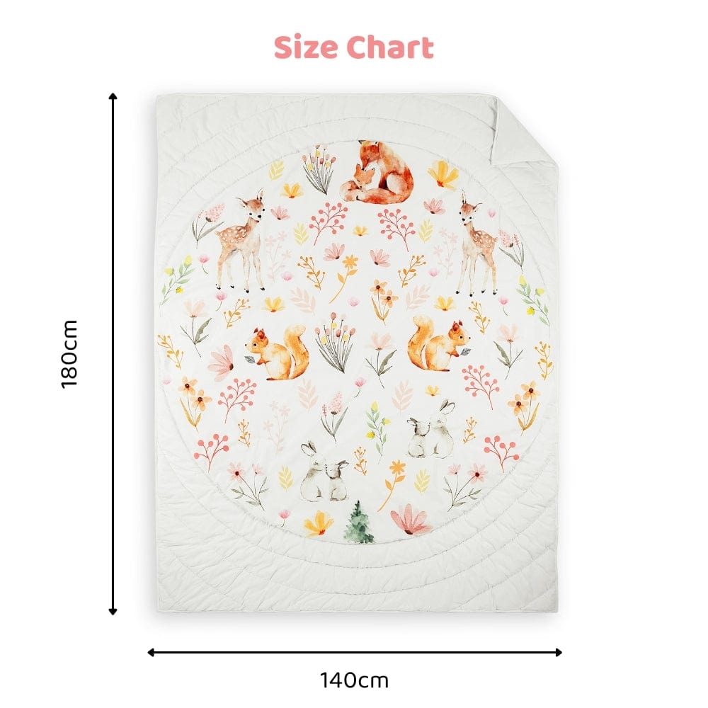 Whimsical Woodland Kids Quilt, Beige