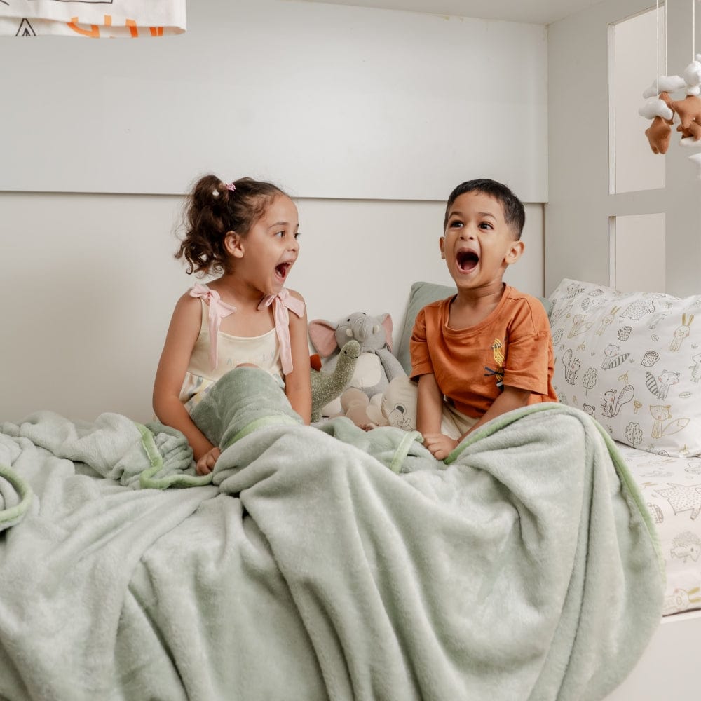 Plain Brush Cloth Super Soft Plush Single Flannel Blanket- Sage Green