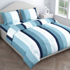 Coastal Stripes Navy 100% Cotton Double Fitted Bedsheet, 186 TC