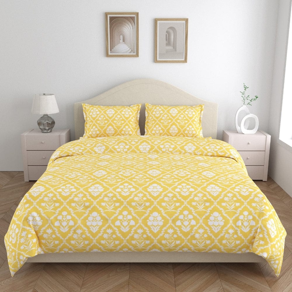 Marigold Majesty 186 TC Cotton 100% Printed Flat Double Bedsheet