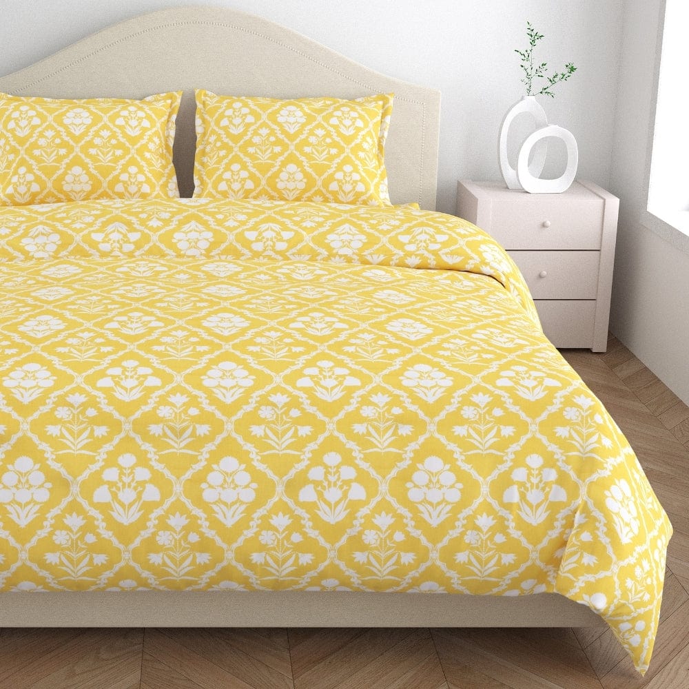 Marigold Majesty 186 TC Cotton 100% Printed Flat King Bedsheet