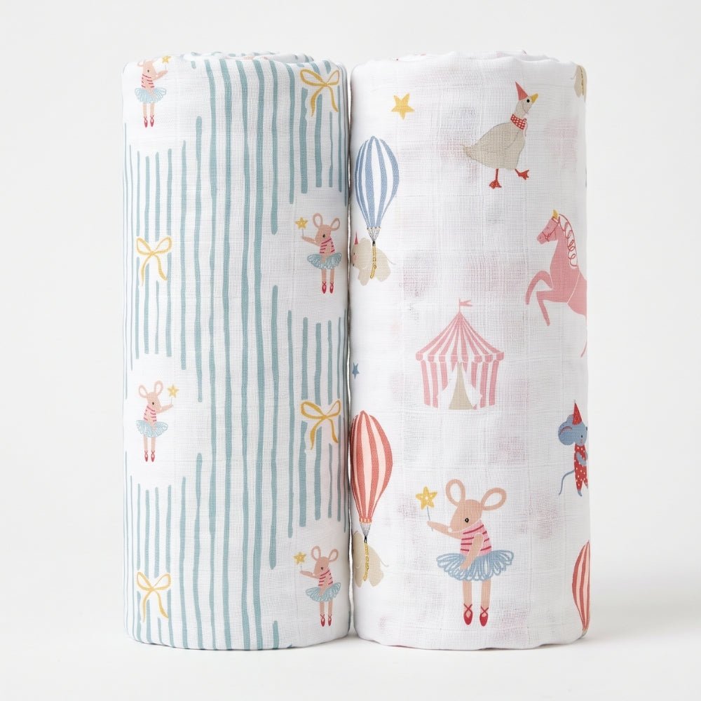 Carnival Cotton Muslin Swaddle – Pack of 2 - Swaddles | haus & kinder