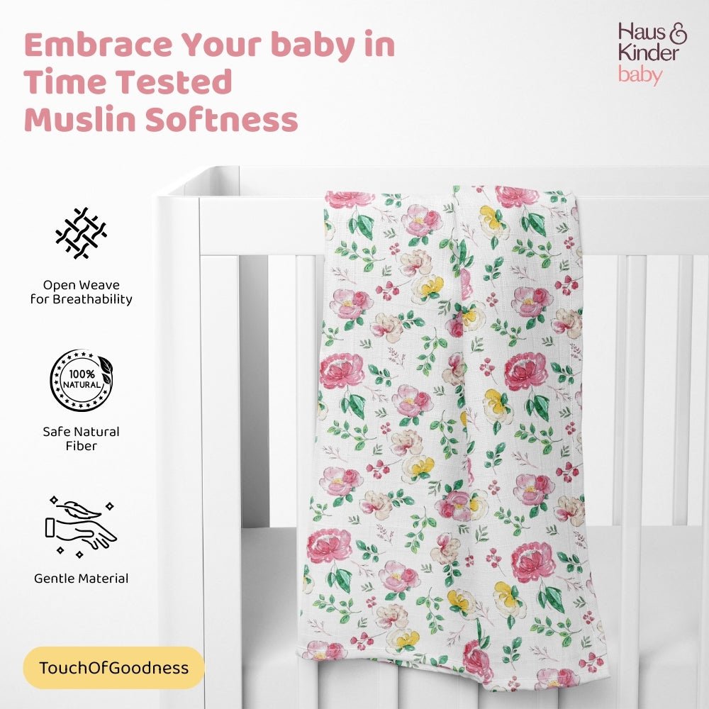 Bloom buddies Collection 100% Cotton Muslin Swaddle Pack of 2 - Swaddles | haus & kinder