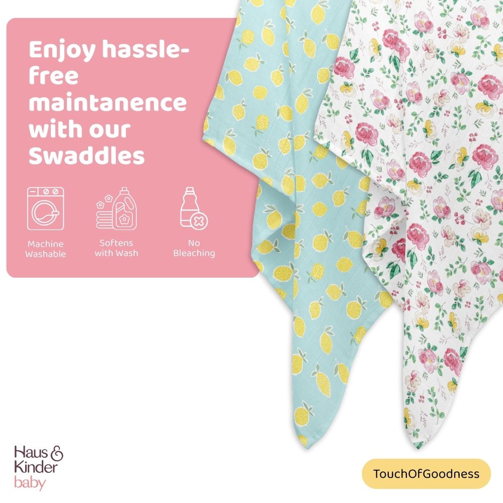 Bloom buddies Collection 100% Cotton Muslin Swaddle Pack of 2 - Swaddles | haus & kinder