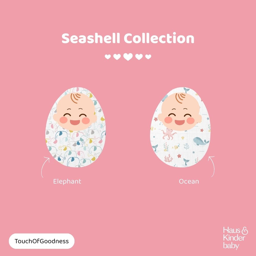 Seashell Collection 100% Cotton Muslin Swaddle Pack of 2 - Swaddles | haus & kinder