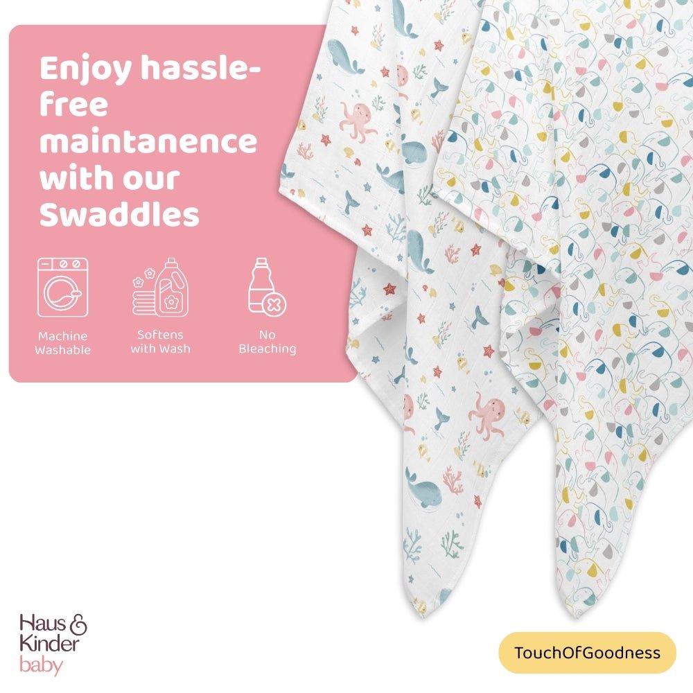 Seashell Collection 100% Cotton Muslin Swaddle Pack of 2 - Swaddles | haus & kinder