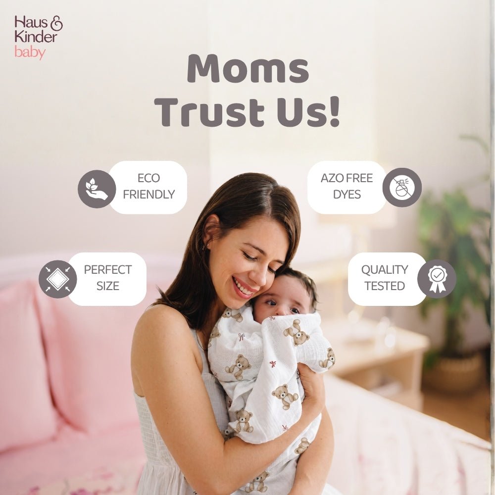 Bear Love Cotton Muslin Swaddle – Pack of 2 - Swaddles | haus & kinder