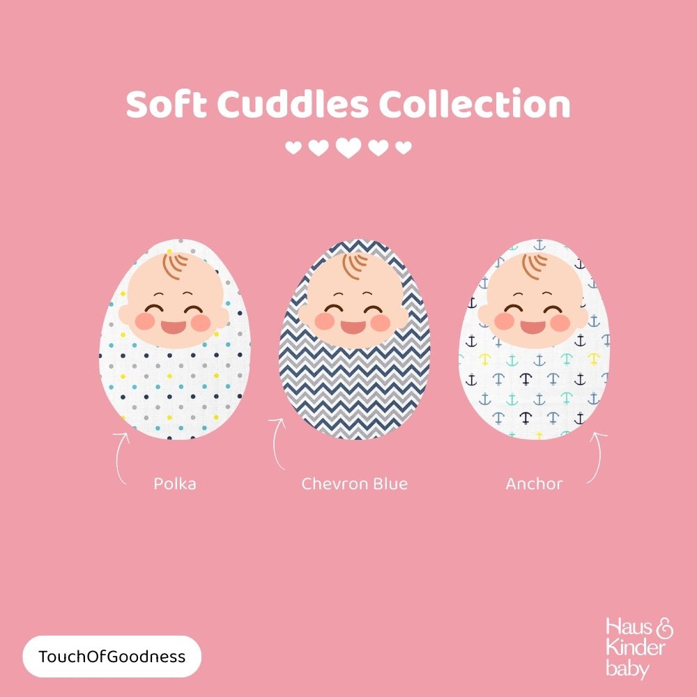 Soft Cuddles 100% Cotton Muslin Swaddles 0 to 3 Months, Pack of 3 - Swaddles | haus & kinder