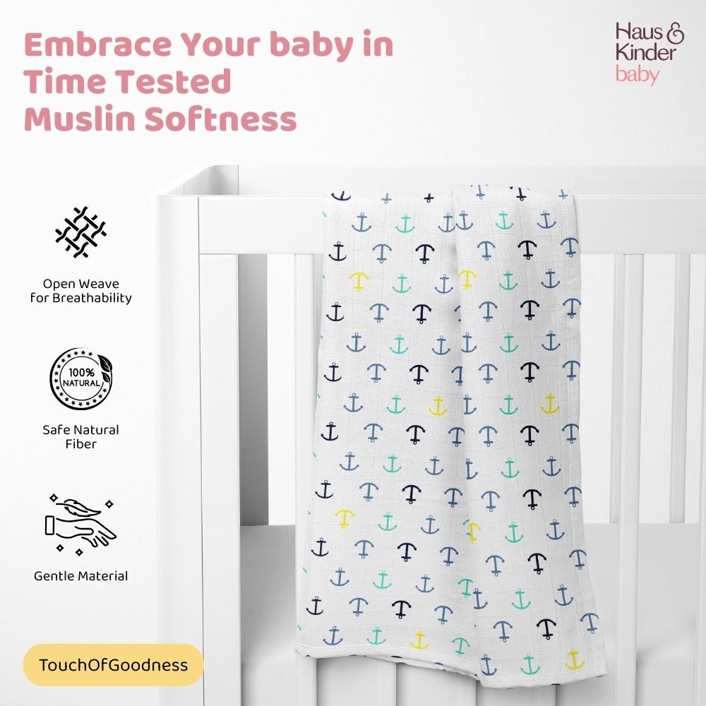 Soft Cuddles 100% Cotton Muslin Swaddles 0 to 3 Months, Pack of 3 - Swaddles | haus & kinder