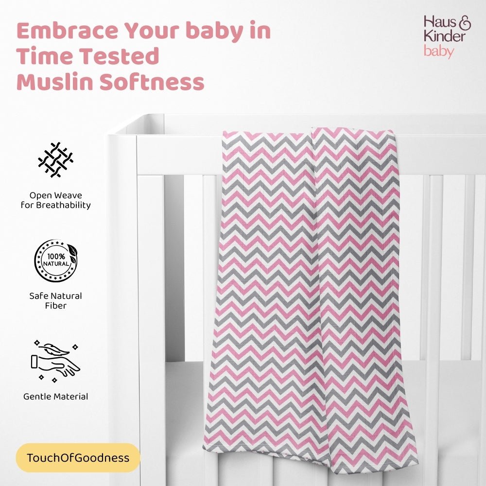 Tiny Twinkles 100% Cotton Muslin Swaddles 0 to 3 Months, Pack of 3 - Swaddles | haus & kinder