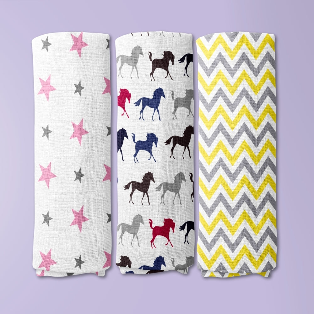Everyday Classics Swaddles Happy Primes, Pack of 3