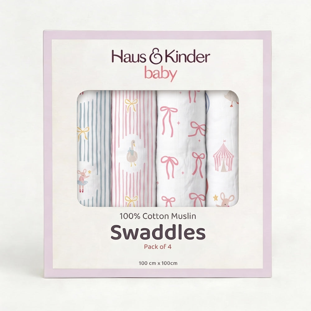 Sugar Moon Cotton Muslin Swaddle – Pack of 4