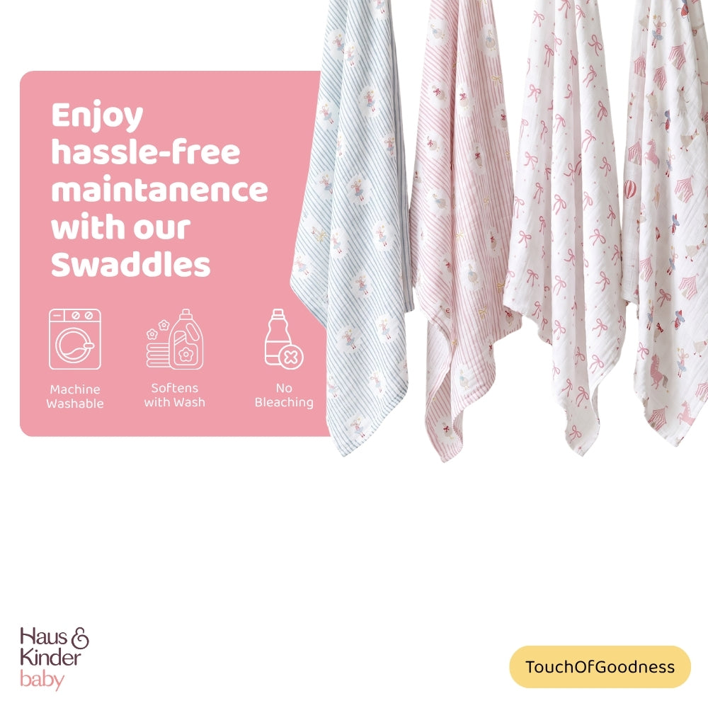 Sugar Moon Cotton Muslin Swaddle – Pack of 4