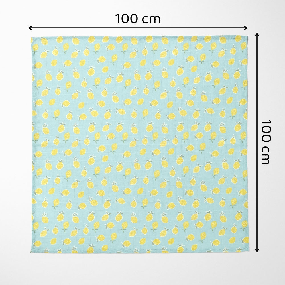 Aloha Collection 100% Cotton Muslin Swaddle Pack Of 4 (Elephant, Dot, Fruit, Ocean)