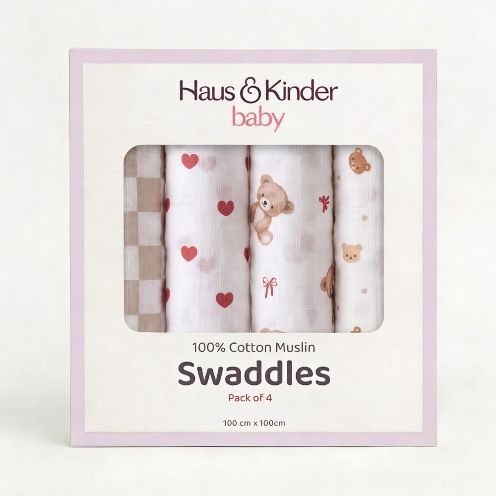 Teddykins Cotton Muslin Swaddle – Pack of 4 - Swaddles | haus & kinder