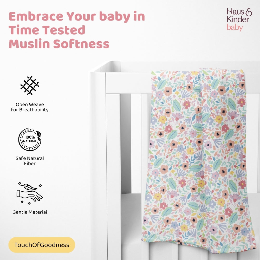 Eleflora Collection 100% Cotton Muslin Swaddle Pack Of 5