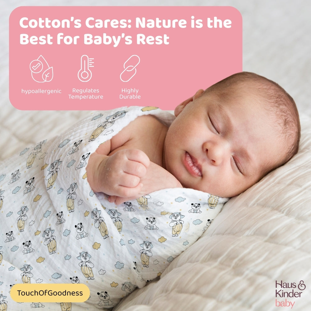 Panda Puff Collection Muslin Swaddle