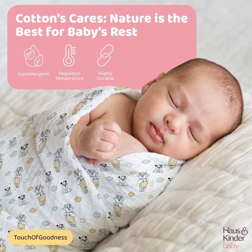 Panda Puff Collection Muslin Swaddle - Swaddles | haus & kinder