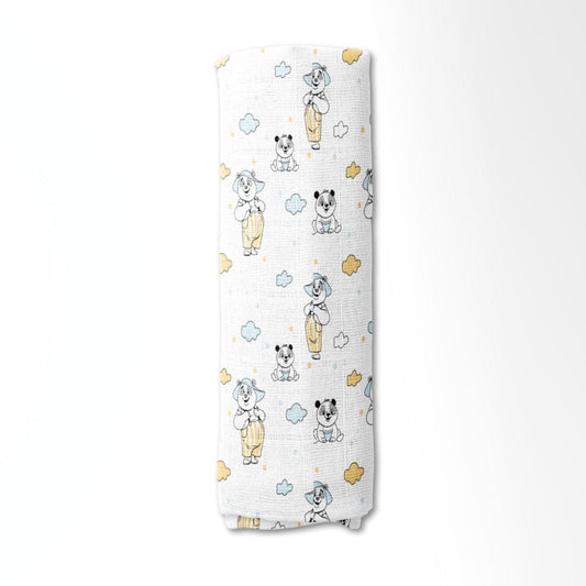 Panda Puff Collection Muslin Swaddle