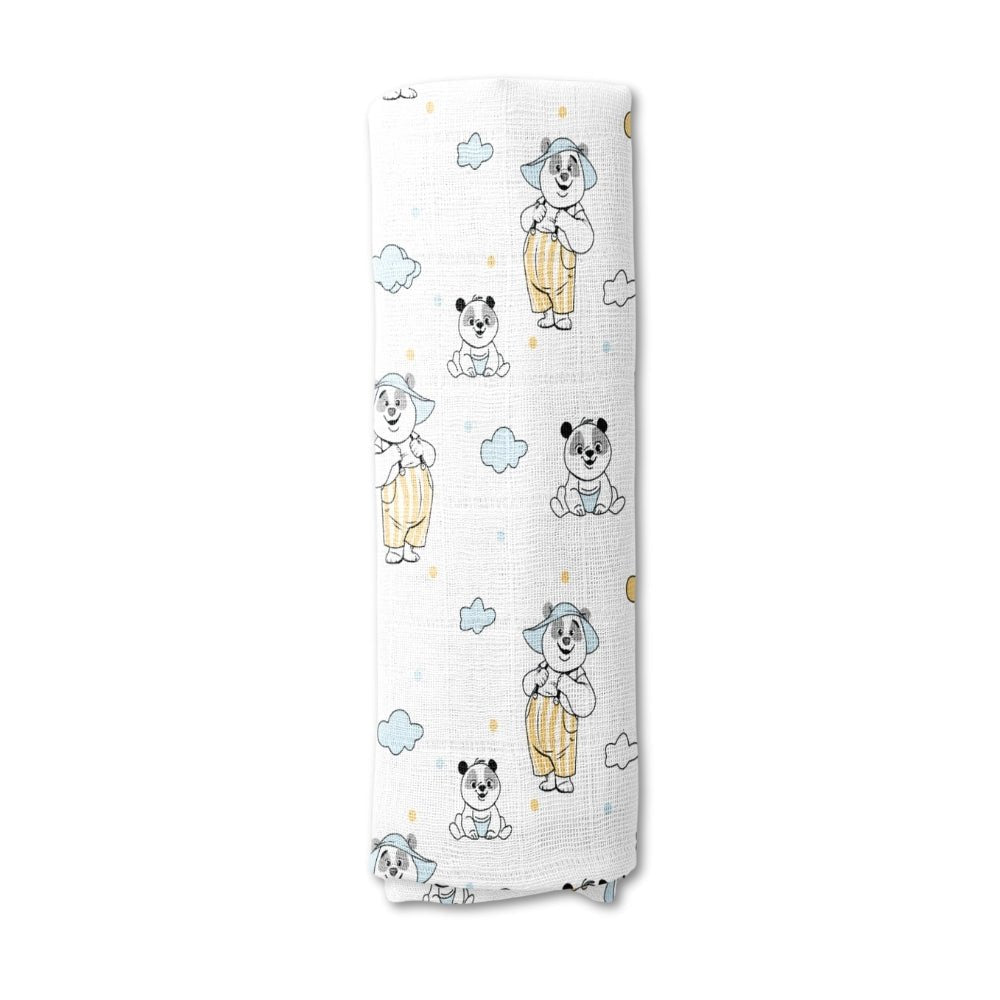 Panda Puff Collection Muslin Swaddle - Swaddles | haus & kinder