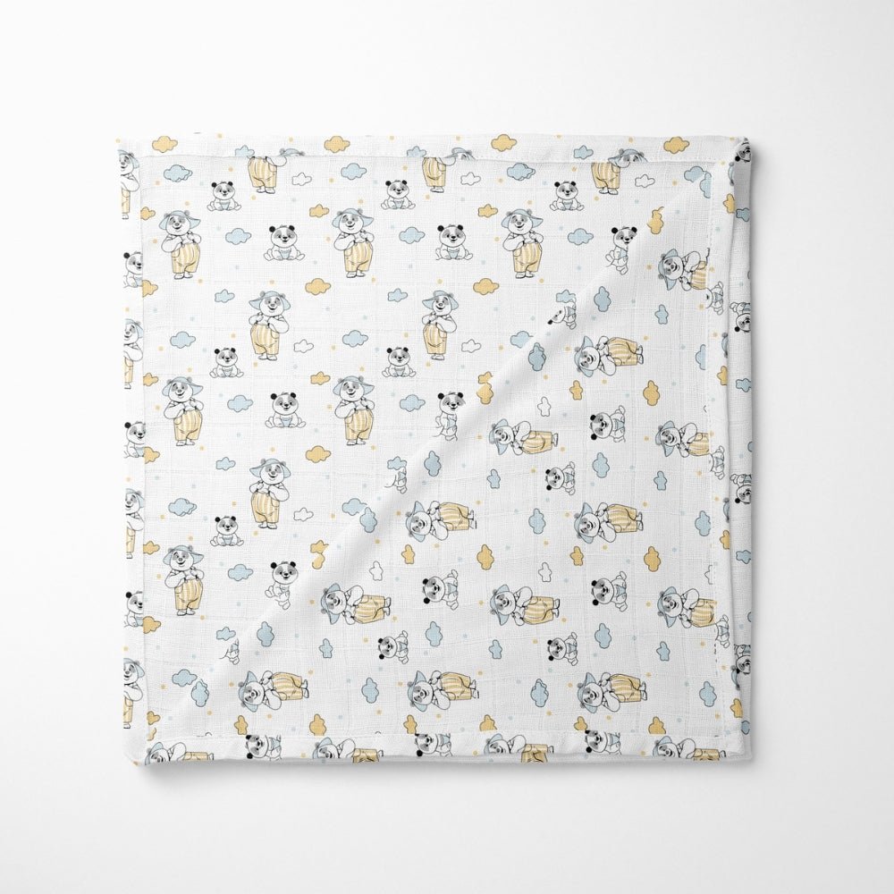 Panda Puff Collection Muslin Swaddle - Swaddles | haus & kinder