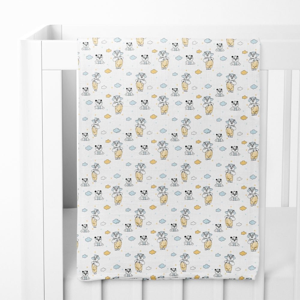 Panda Puff Collection Muslin Swaddle - Swaddles | haus & kinder
