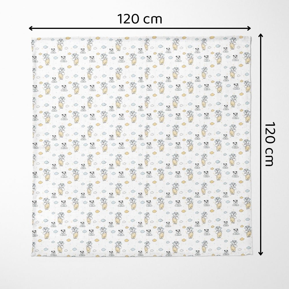 Panda Puff Collection Muslin Swaddle - Swaddles | haus & kinder