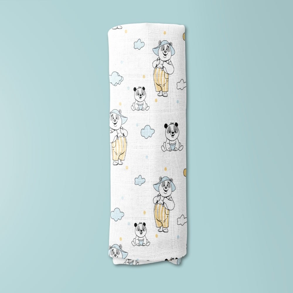 Panda Puff Collection Muslin Swaddle - Swaddles | haus & kinder