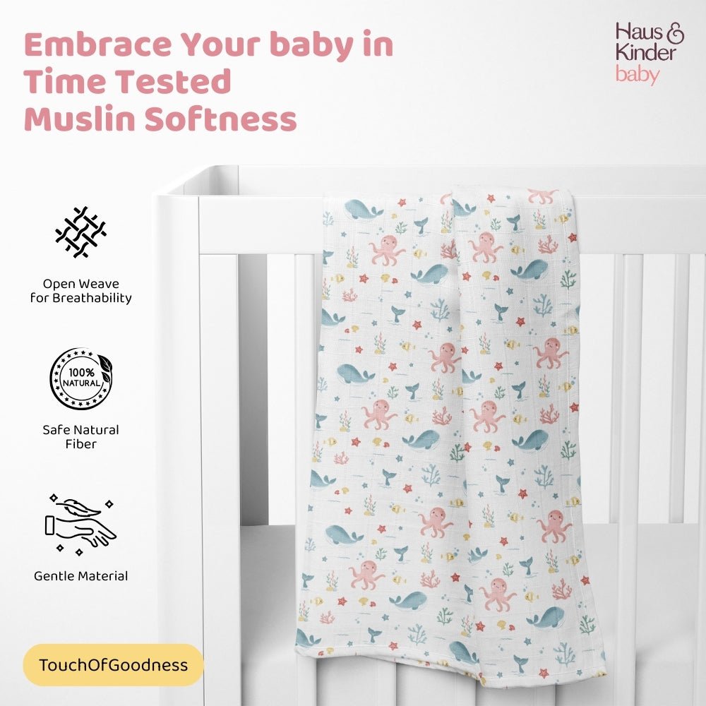 Vitamin Sea Collection Muslin Swaddle - Swaddles | haus & kinder