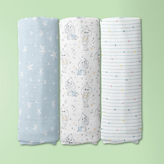 Twinkle Dreams  Collection Muslin Swaddle- Pack Of 3