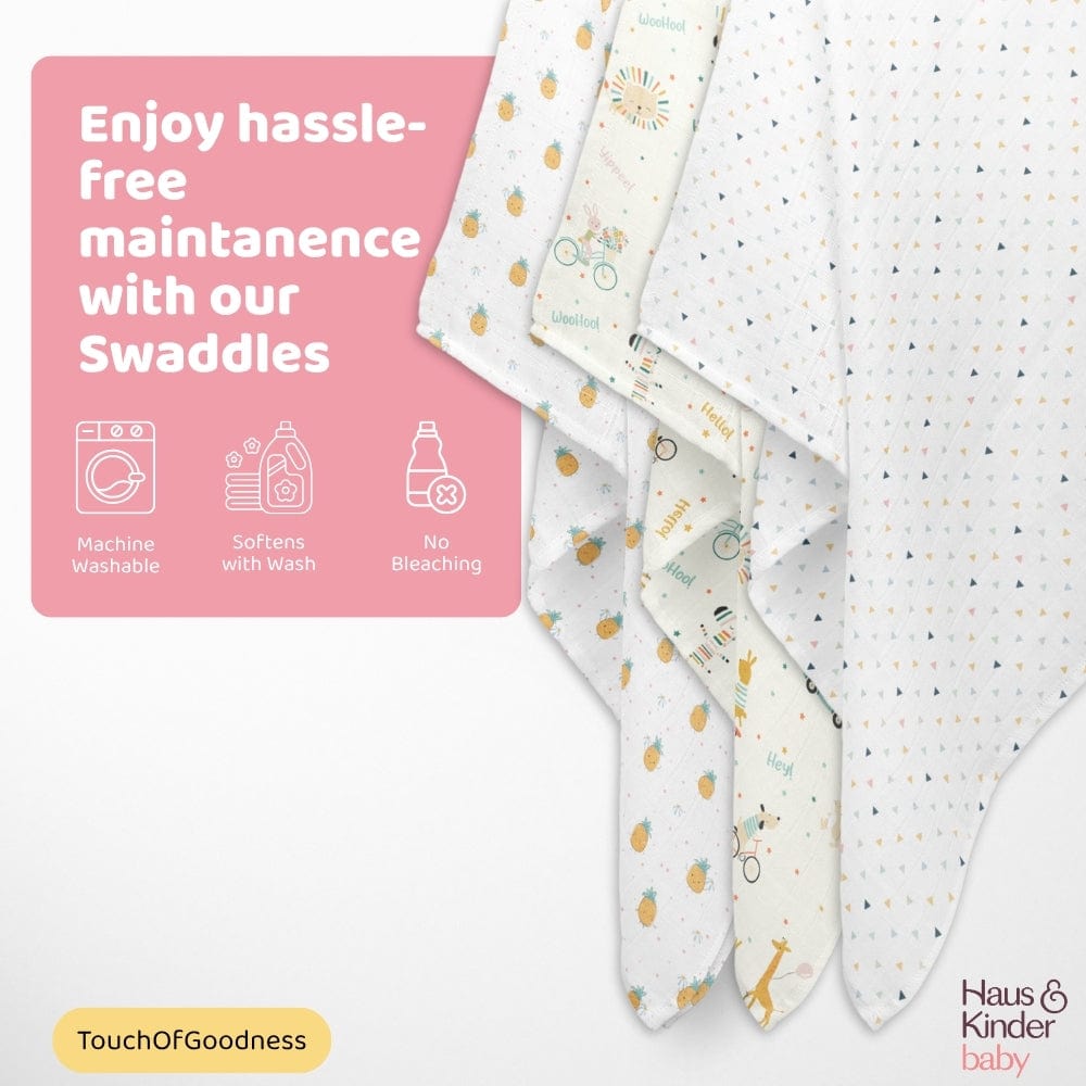 Jungle Party Collection Muslin Swaddle- Pack Of 3